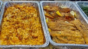 Crawfish Mac & Cheese and fried or baked catfish